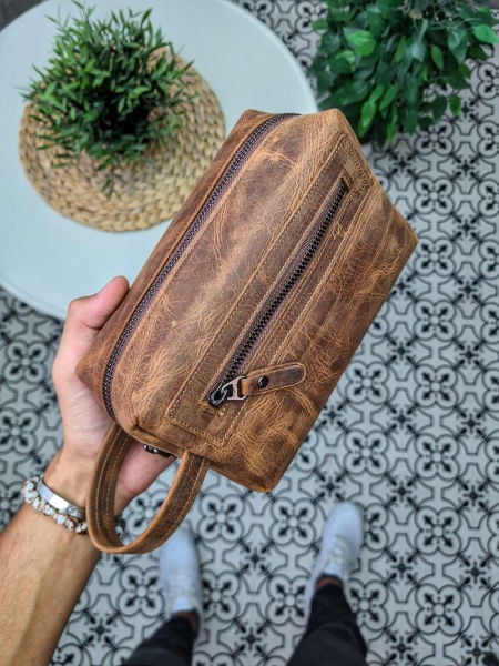 VİSSO 502 Hakiki Deri İsme Özel FINDIK MATRİX Deri Çanta & El Çantası