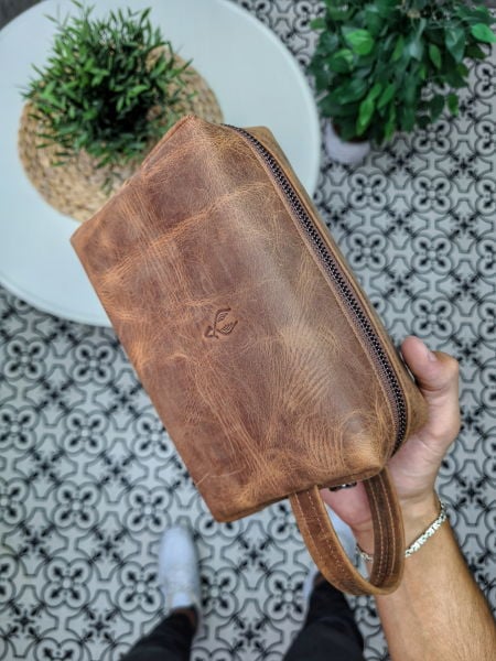 VİSSO 502 Hakiki Deri İsme Özel FINDIK MATRİX Deri Çanta & El Çantası