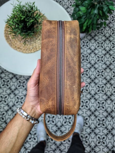 VİSSO 502 Hakiki Deri İsme Özel FINDIK MATRİX Deri Çanta & El Çantası