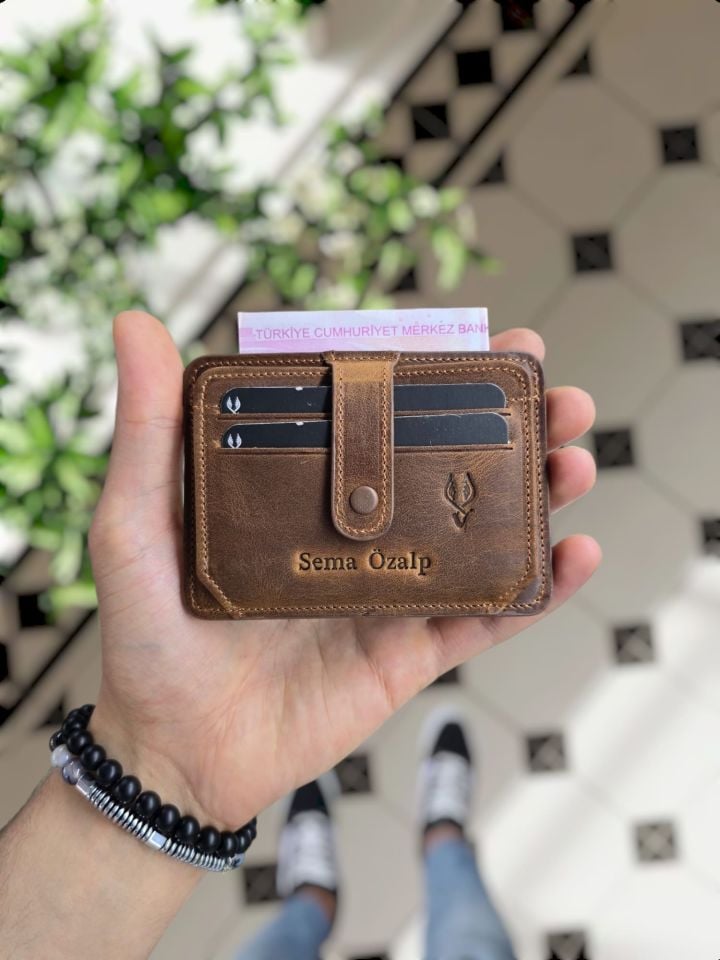 VİSSO 653 Kartlık + Anahtarlık Hakiki Deri ÇANTA İSME ÖZEL Kağıt Para Bölmeli Kimlik Kart Gözlü FINDIK MATRİX- AÇIK KAHVERENK Deri ERKEK VE KADIN  Kredi Kartlık Cüzdan
