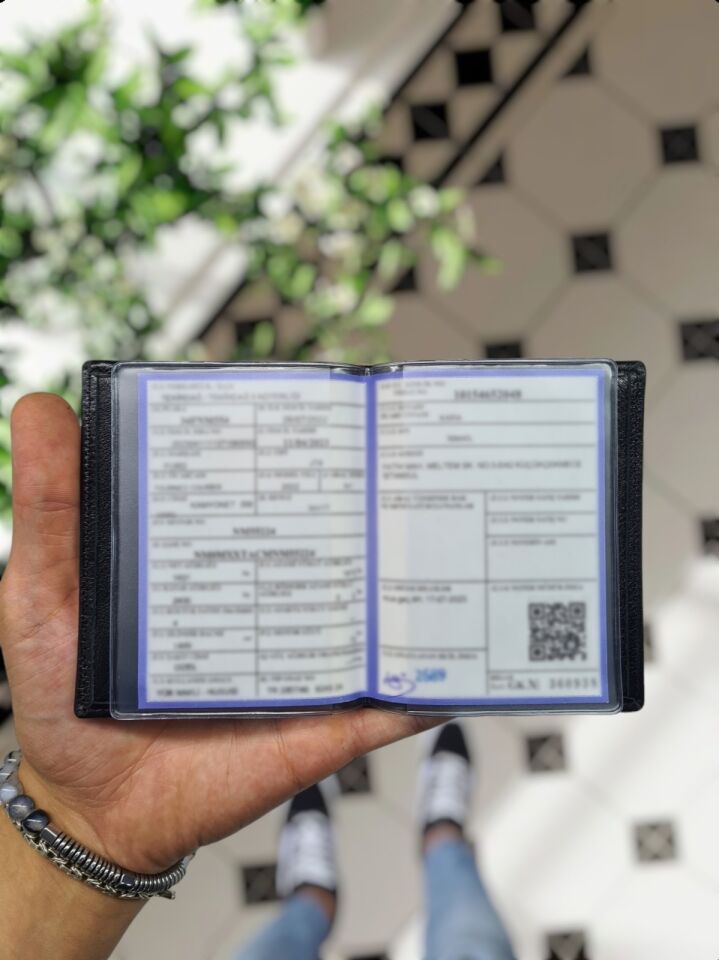 Porshe VİSSO 1904 Hakiki Deri Araç Ruhsat Kılıfı İsme Özel Çanta Erkek Kadın Modeli PORSE Siyah