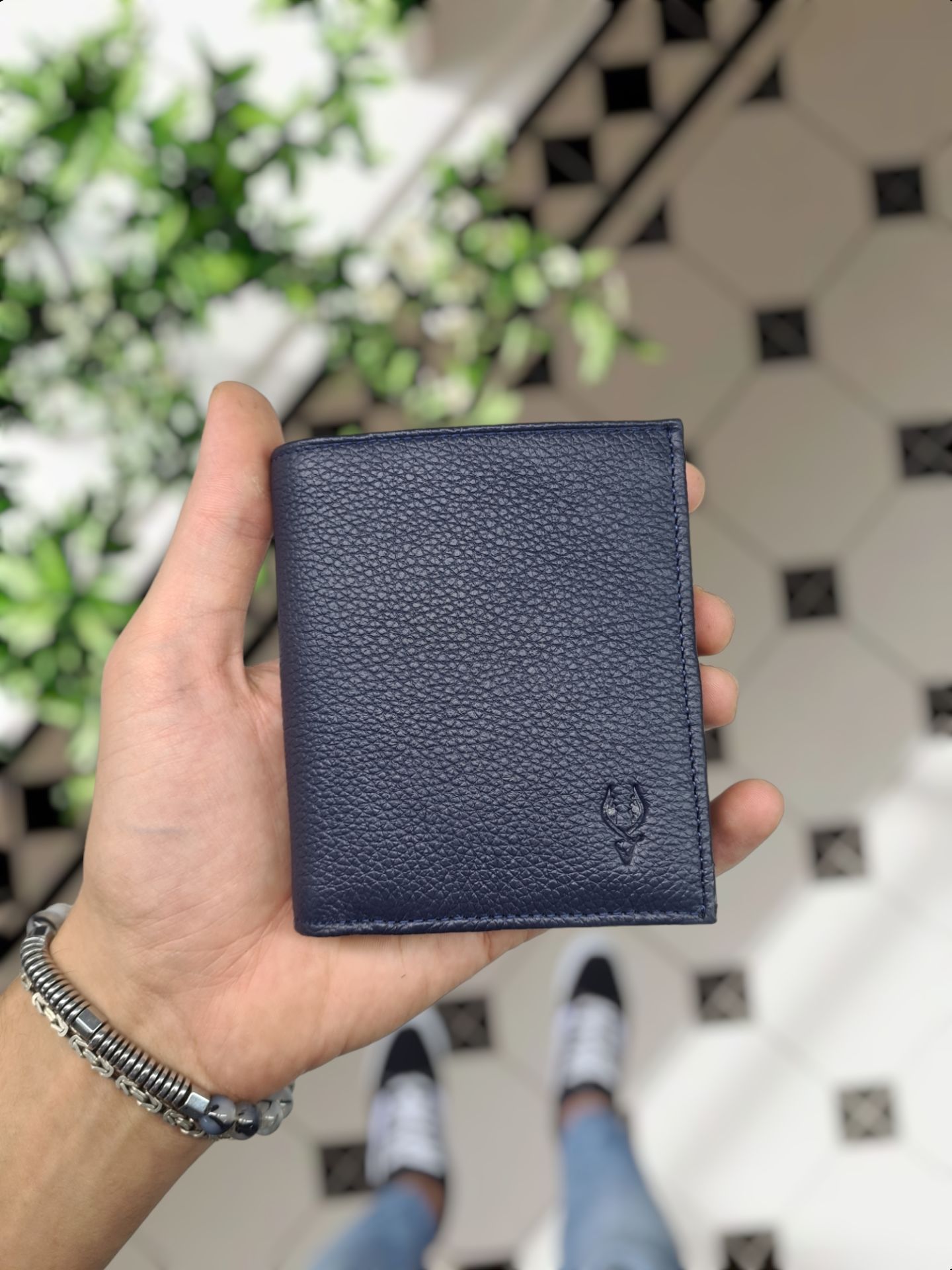 VİSSO 111 CEPLİ HAKİKİ DERİ ÇANTA  İSME ÖZEL BOZUK PARA CEPLİ FERMUARLI ÇITÇITLI KADIN ERKEK CÜZDAN BAY Lacivert GUTTY