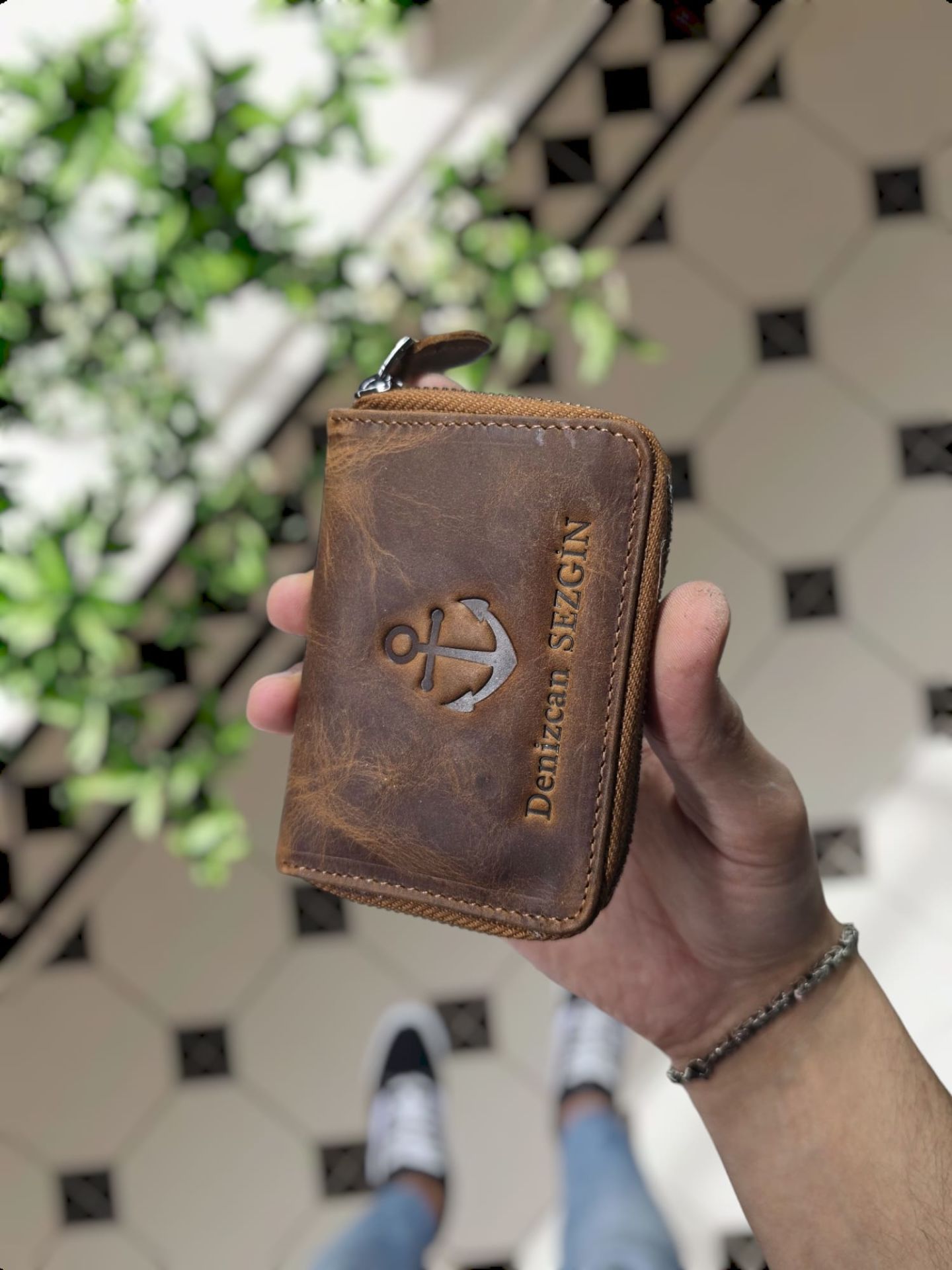 VİSSO 661 Fermuarlı Kredi Kartlık Model Hakiki Deri Çanta Kişiye Özel FINDIK MATRİX ÇAPA LOGO