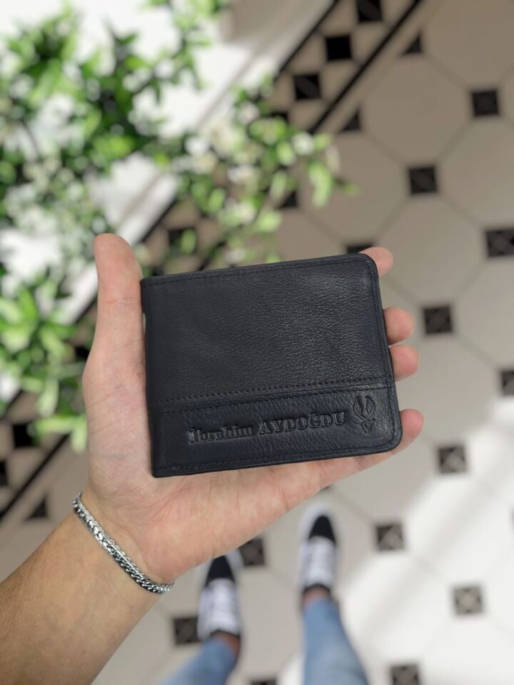 VİSSO 229 Hakiki Deri  SİYAH-SİYAH Garni Cüzdan  Renk Deri Cüzdan