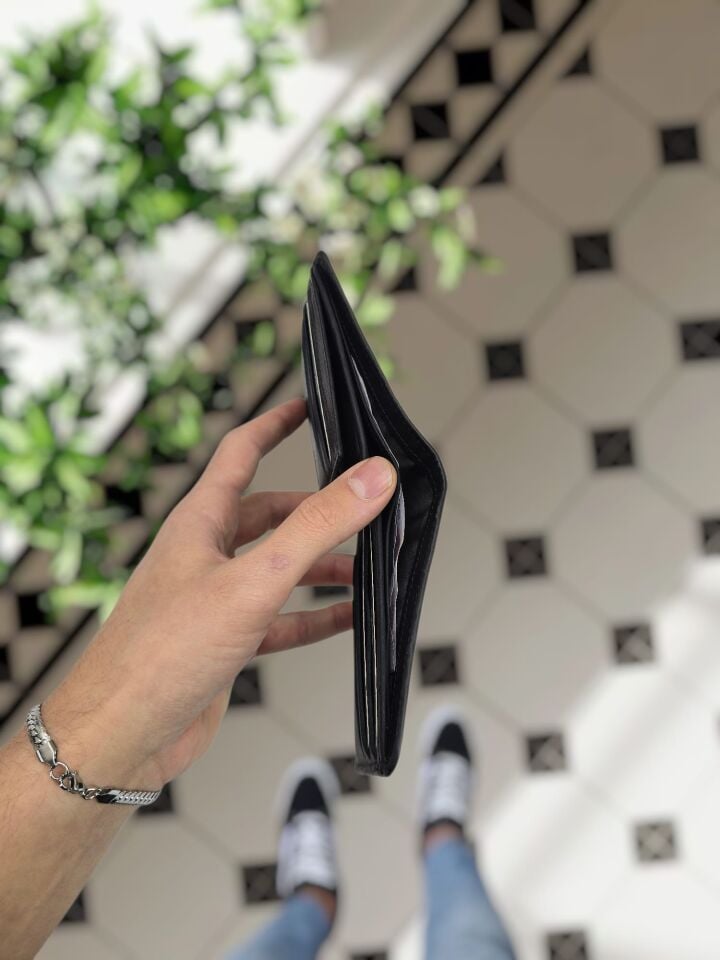 VİSSO 229 Hakiki Deri  SİYAH-SİYAH Garni Cüzdan  Renk Deri Cüzdan