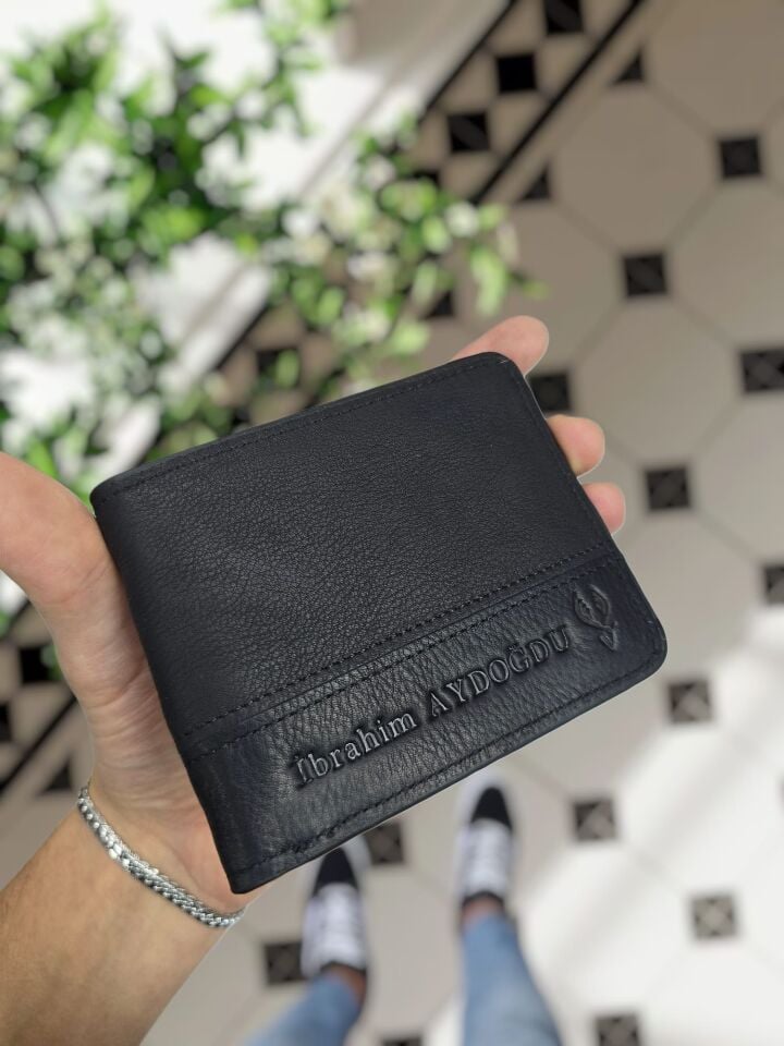 VİSSO 229 Hakiki Deri  SİYAH-SİYAH Garni Cüzdan  Renk Deri Cüzdan