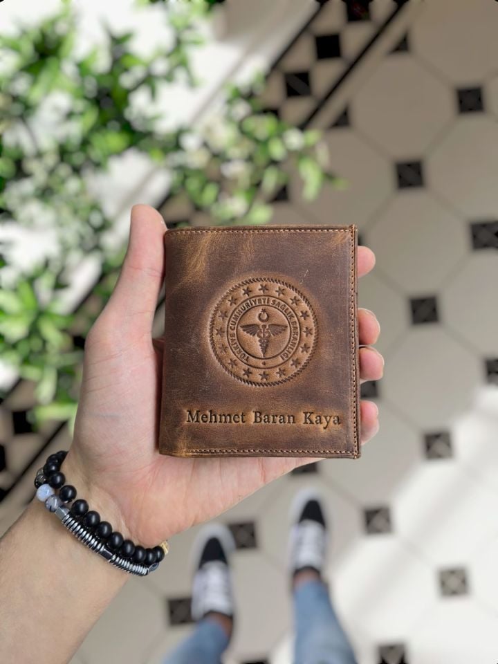 VİSSO 111 CEPLİ FINDIK MATRİX HAKİKİ DERİ ÇANTA  İSME ÖZEL BOZUK PARA CEPLİ FERMUARLI ÇITÇITLI KADIN ERKEK CÜZDAN BAY Sağlık Bakanlığı Logolu