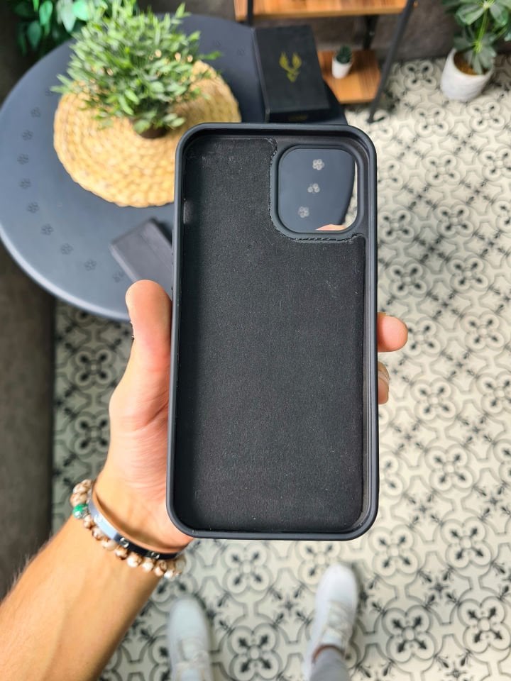 VİSSO 902 + Deri Telefon Kılıfı Hakiki Deri El Geçmeli Kordonlu Kişiye Özel Telefon Hazneli Cüzdan El Çantası Siyah Gutty