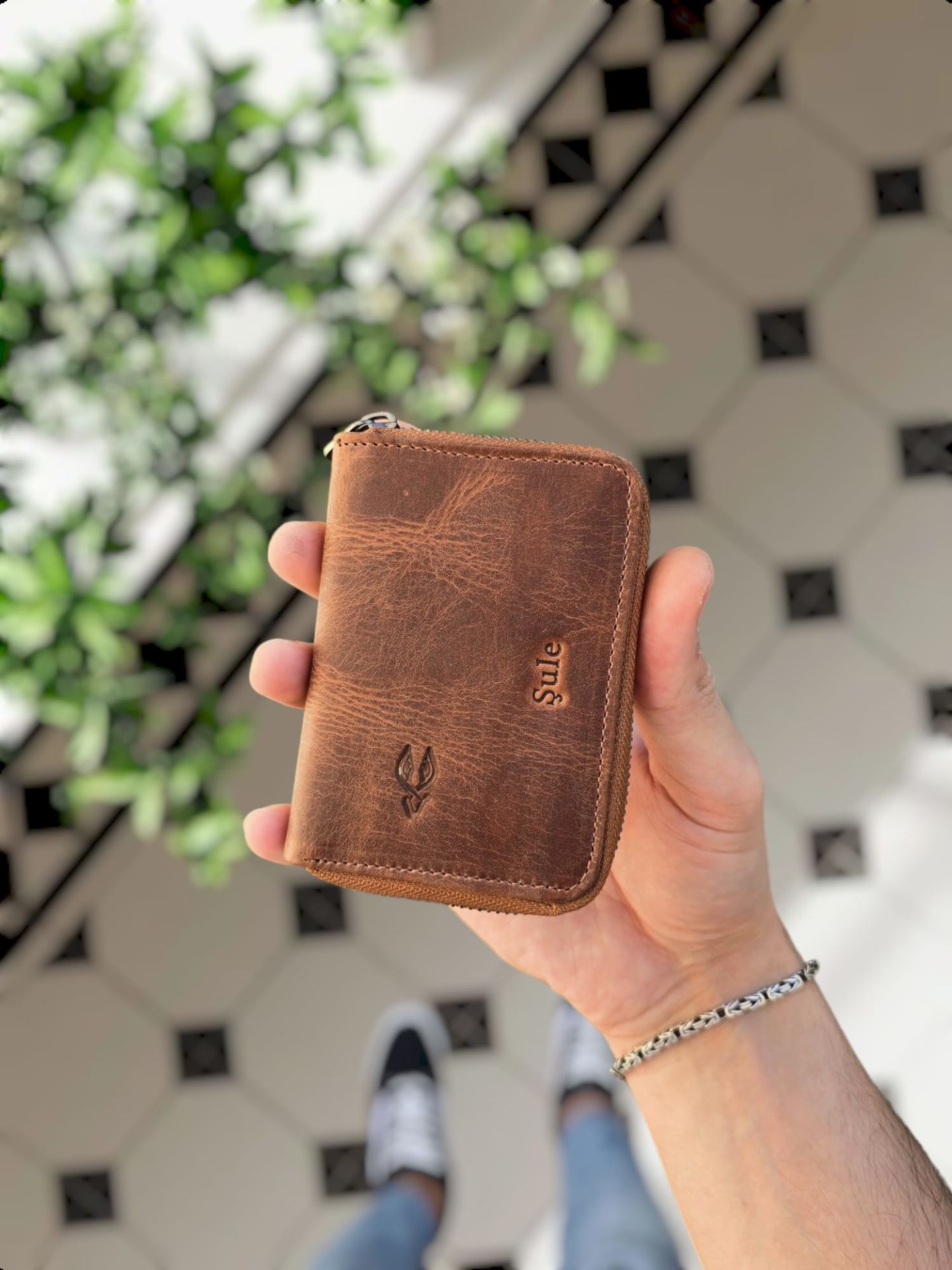 VİSSO 661 GERÇEK DERİ ÇANTA İSME ÖZEL  ERKEK VE KADIN İÇİN FERMUARLI AKORDİYON-YELPAZE KREDİ KARTLIK MODEL FINDIK MATRİX