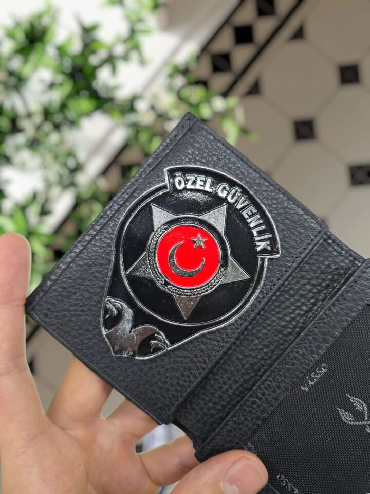 VİSSO 1131 HAKİKİ DERİ İSME ÖZEL Özel Güvenlik ROZETLİ KAĞIT PARA VE KİMLİK BÖLMELİ ERKEK VE KADIN CÜZDAN Deri Çanta