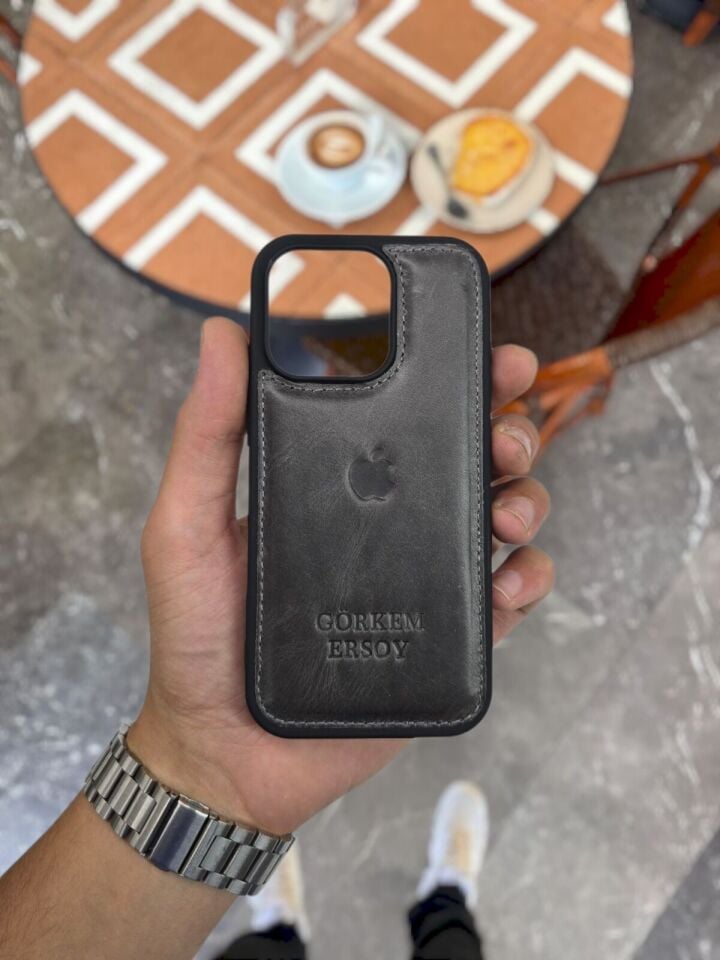VİSSO 114 HAKİKİ DERİ ÇANTA İSME ÖZEL ÜÇ KİMLİK KART BÖLMELİ  FERMUARLI KADIN ERKEK ÇITIÇITLI CÜZDAN GRİ NATURAL CÜZDAN + Hakiki Deri Kılıf APPLE LOGOLU