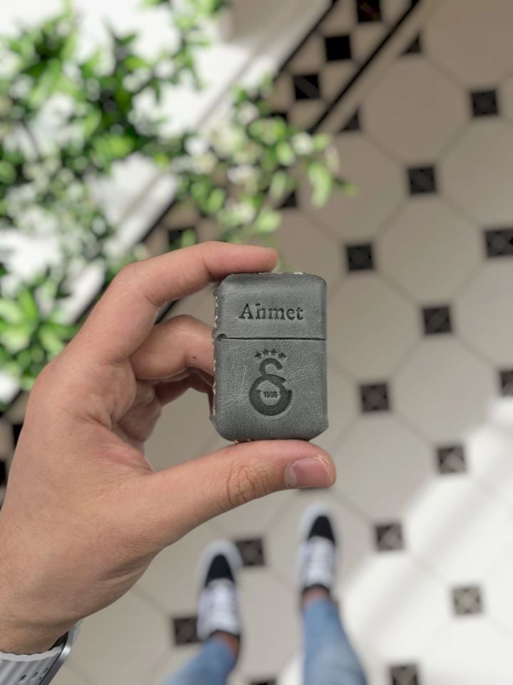 VİSSO Visso 1933 Hakiki Dana Derisi El Yapımı ZİPPO Tarzı Benzinli Çakmak Kılıfı ve Zippo Tarzı Çakmak  Gri Renk GS LOGOLU