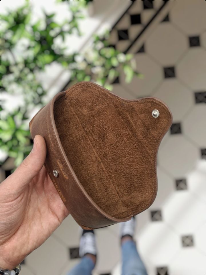 VİSSO 888 Hakiki Deri İsme Özel Deri Gözlük Kılıfı Fındık Matrix gözlük çanta