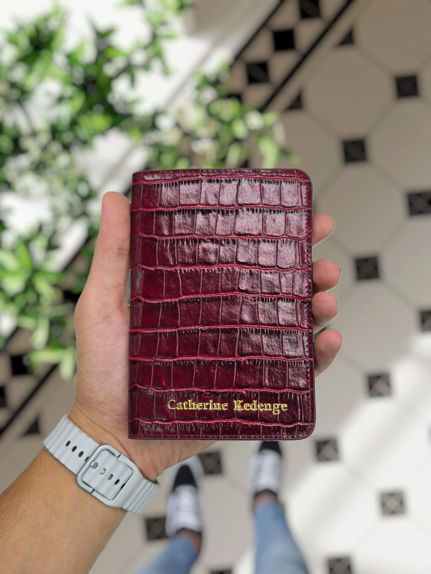 VİSSO 911 HAKİKİ ORJİNAL DERİ ÇANTA KREDİ KART VE KİMLİK HAZNELİ PASAPORTLUK - DERİ PASAPORT KILIFI Bordo Croco Sarı Yaldız