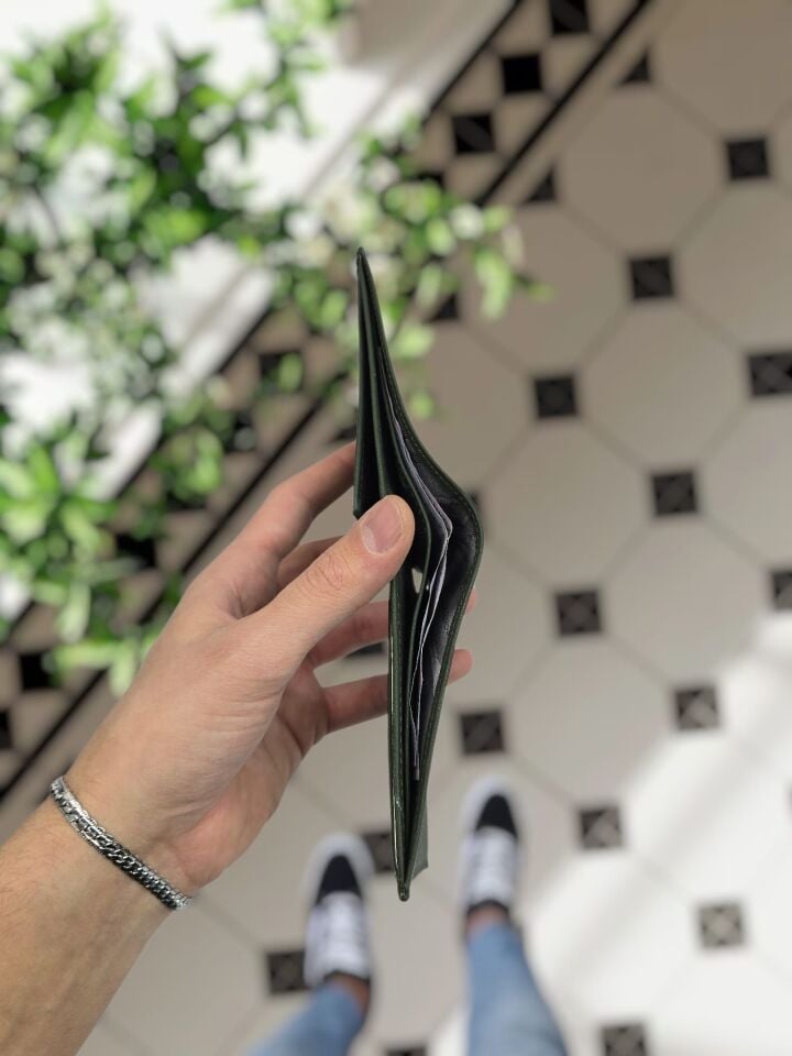 VİSSO 262 HAKİKİ DERİ ÇANTA  İSME ÖZEL ÇİFT KİMLİK BÖLMELİ  DERİ ERKEK CÜZDAN YEŞİL RENK Ve Anahtarlık