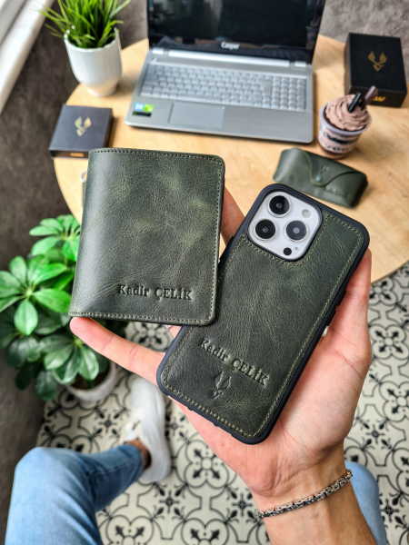 VİSSO 316 Hakiki Deri Set Cüzdan + Telefon kılıfı + Gözlük kılıfı + Anahtarlık Deri Çanta VİSSO GERÇEK DERİ İPHONE SAMSUNG - Apple DERİ TELEFON KILIFI  Kişiye Özel İsim Baskılı Kadın Erkek Unisex Koruyucu Telefon Kılıfı