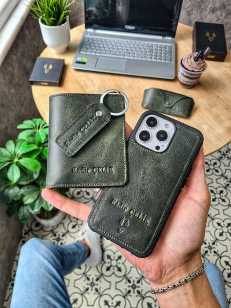 VİSSO 316 Hakiki Deri Set Cüzdan + Telefon kılıfı + Gözlük kılıfı + Anahtarlık Deri Çanta VİSSO GERÇEK DERİ İPHONE SAMSUNG - Apple DERİ TELEFON KILIFI  Kişiye Özel İsim Baskılı Kadın Erkek Unisex Koruyucu Telefon Kılıfı