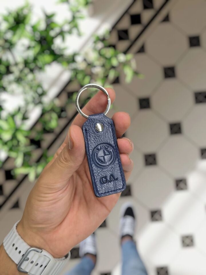 Lacivert Renk Deri BMW LOGOLU Hakiki Deri Anahtarlık - Visso Lacivert Kurtuba Hakiki Deri Anahtarlık Çanta  KAHVE NAPA - BMW LOGOLU