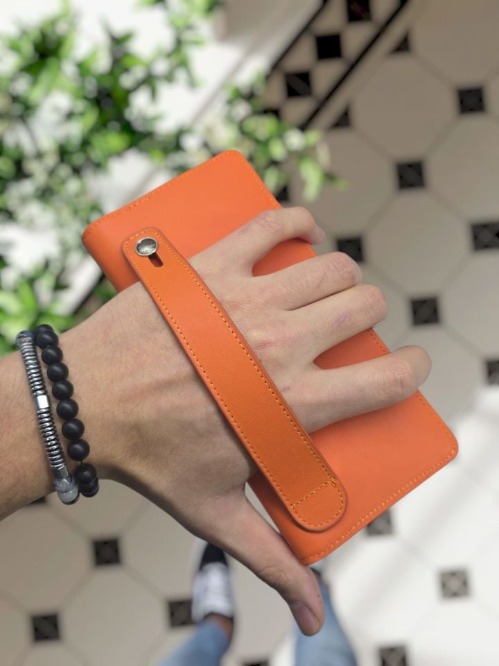 VİSSO 902 Hakiki Deri El Geçmeli Kordonlu Kişiye Özel Telefon Hazneli Cüzdan El Çantası Kadın Erkek Unisex Model