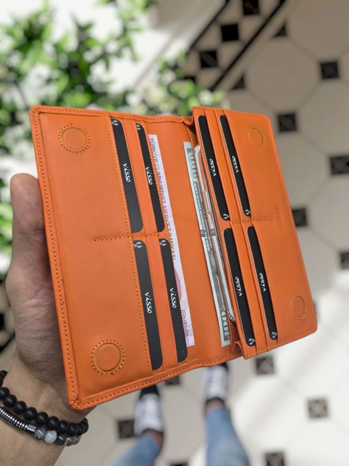 VİSSO 902 Hakiki Deri El Geçmeli Kordonlu Kişiye Özel Telefon Hazneli Cüzdan El Çantası Kadın Erkek Unisex Model