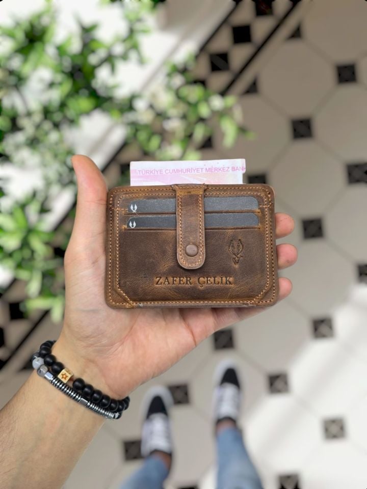 VİSSO 653 Hakiki Deri ÇANTA İSME ÖZEL Kağıt Para Bölmeli Kimlik Kart Gözlü FINDIK MATRİX- AÇIK KAHVERENK Deri ERKEK VE KADIN  Kredi Kartlık Cüzdan