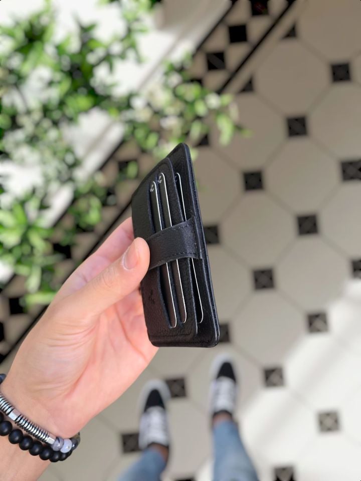 VİSSO 653 Hakiki Deri ÇANTA İSME ÖZEL Kağıt Para Bölmeli Kimlik Kart Gözlü SİYAH DERİ ERKEK VE KADIN  Kredi Kartlık Cüzdan