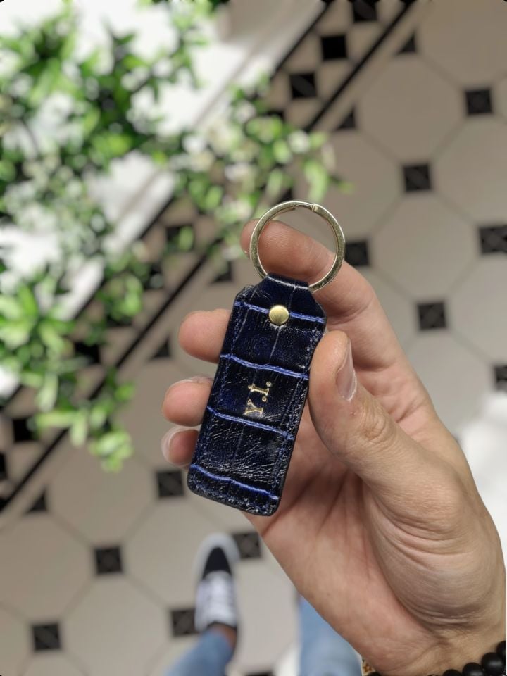 IPHONE LACİVERT  Croco renk VİSSO Hakiki Deri  VİSSO TELEFON KILIFI Kişiye Özel İsim Baskılı Kadın Erkek Unisex Deri Koruyucu Telefon Kılıfı Ve Anahtarlık LACİVERT Croco