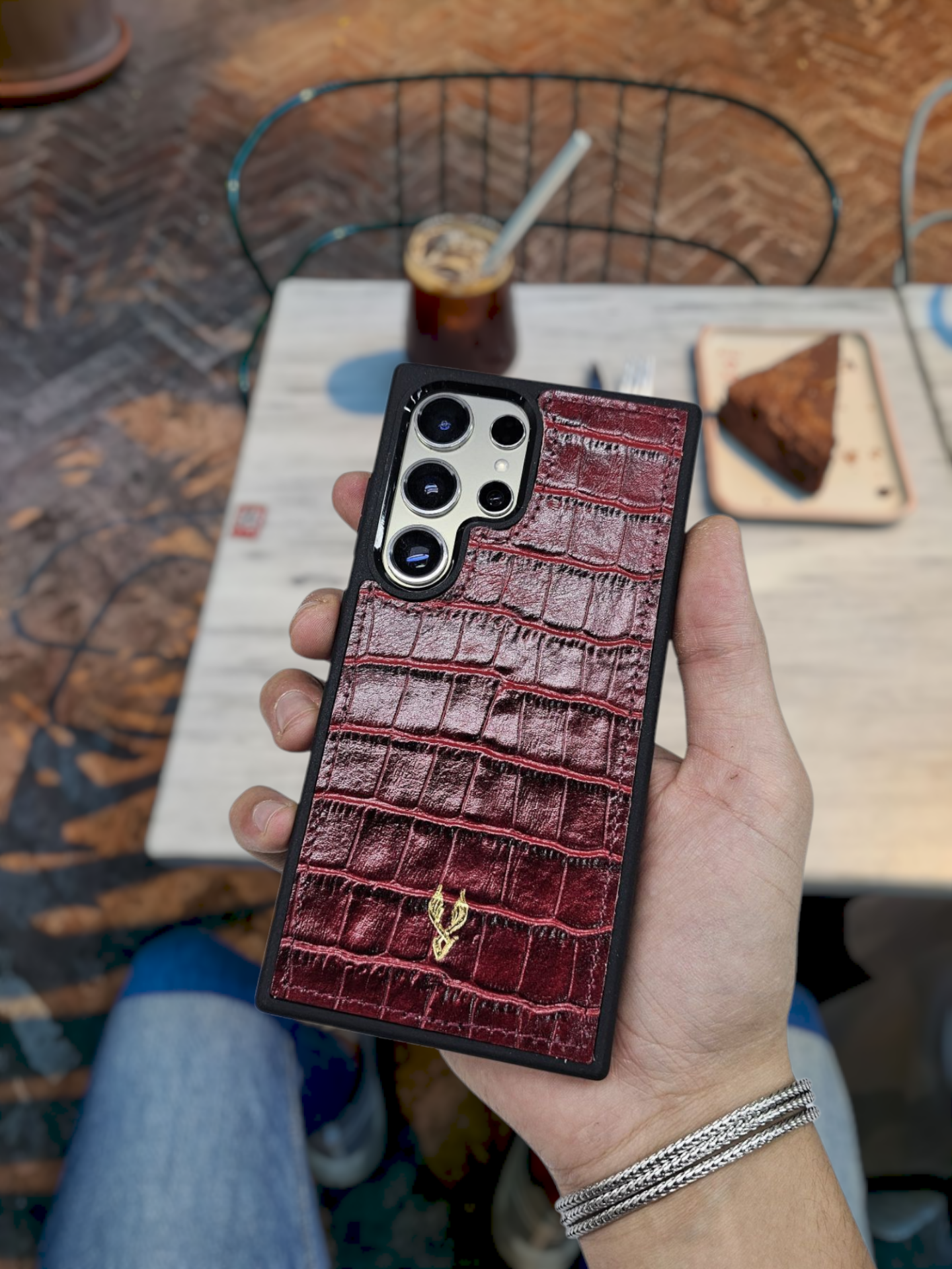 VİSSO Hakiki Bordo Croco Deri SAMSUNG GALAXY S25 ULTRA İsim Baskılı Kişiye Özel Deri Telefon Kılıfı KARGO BEDAVA Bordo Croco Renk