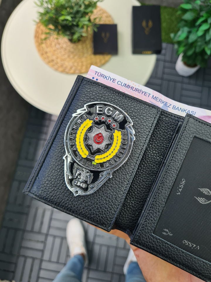 VİSSO 1131 HAKİKİ DERİ İSME ÖZEL EGM ROZETLİ KAĞIT PARA VE KİMLİK BÖLMELİ ERKEK VE KADIN CÜZDAN Deri Çanta