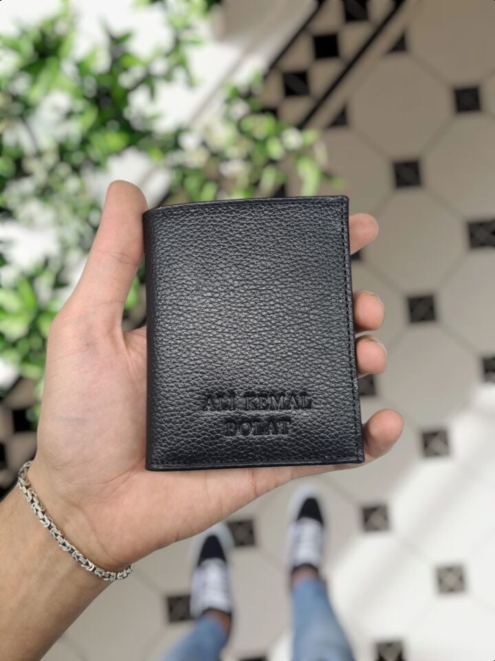 VİSSO 1131 HAKİKİ DERİ İSME ÖZEL EGM ROZETLİ KAĞIT PARA VE KİMLİK BÖLMELİ ERKEK VE KADIN CÜZDAN Deri Çanta