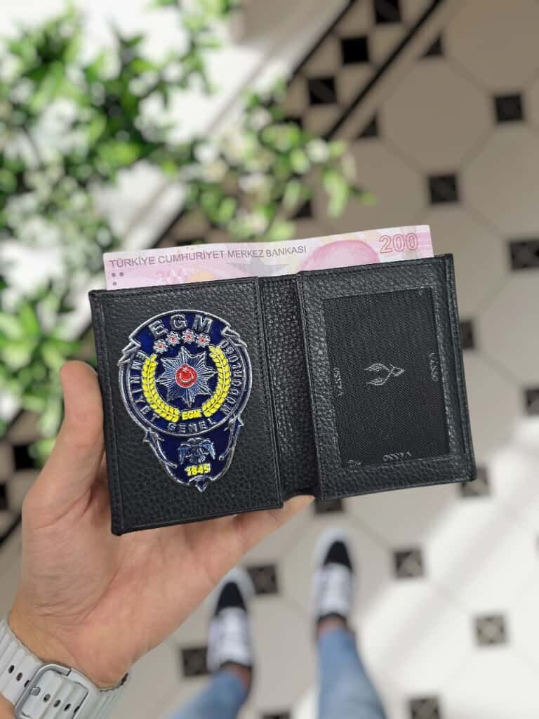 VİSSO 1131 HAKİKİ DERİ İSME ÖZEL EGM ROZETLİ KAĞIT PARA VE KİMLİK BÖLMELİ ERKEK VE KADIN CÜZDAN Deri Çanta