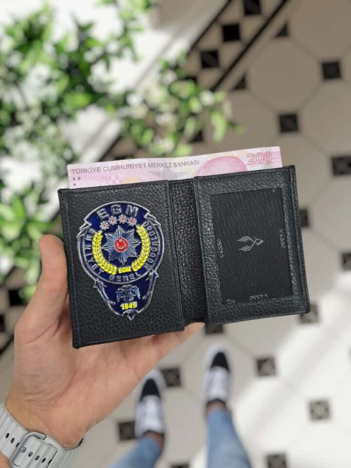 VİSSO 1131 HAKİKİ DERİ İSME ÖZEL EGM ROZETLİ KAĞIT PARA VE KİMLİK BÖLMELİ ERKEK VE KADIN CÜZDAN Deri Çanta