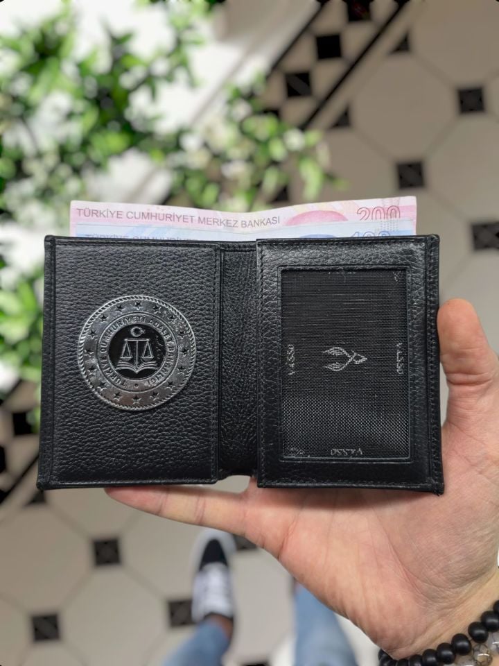 VİSSO 1131 HAKİKİ DERİ İSME ÖZEL Adalet Bakanlığı ROZETLİ KAĞIT PARA VE KİMLİK BÖLMELİ ERKEK VE KADIN CÜZDAN Deri Çanta