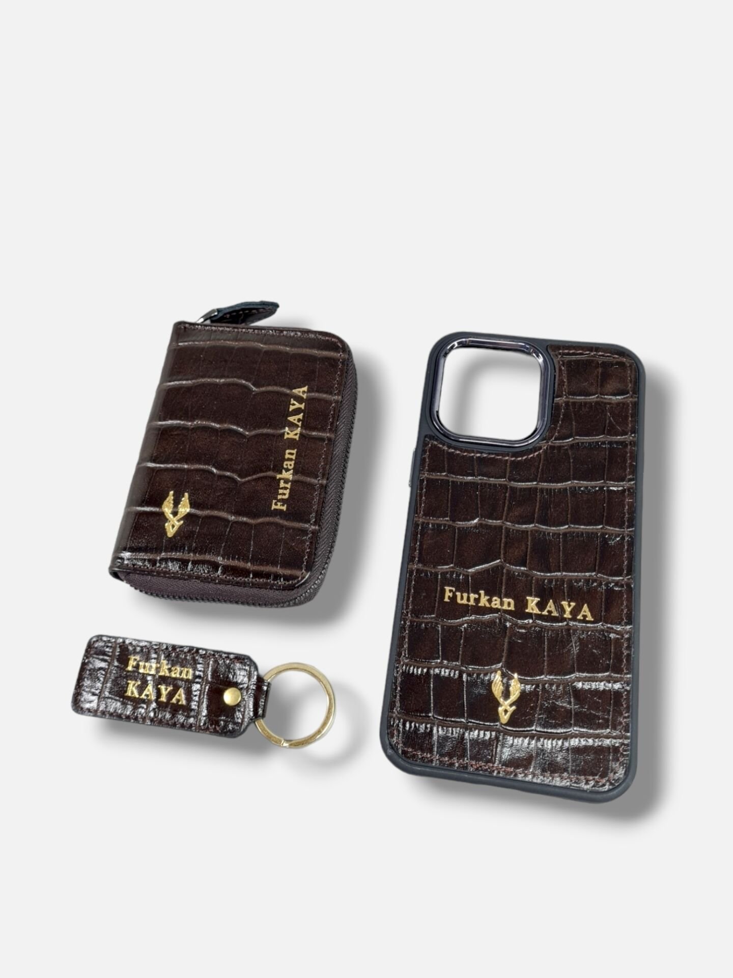 VİSSO 661 GERÇEK DERİ ÇANTA İSME ÖZEL ERKEK VE KADIN İÇİN FERMUARLI AKORDİYON-YELPAZE KREDİ KARTLIK MODEL Kahve Croco + ANAHTAR + Kılıf