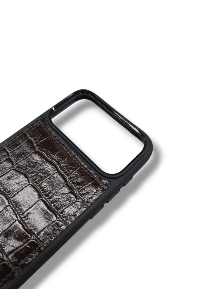 İphone 17 PRO Model  Uyumlu KAHVE CROCO Hakiki Deri İsme Özel Ücretsiz Kişiselleştirme Seçeneği İle Kadın Erkek Kullanım premium  Tam Uyumlu Silikon Kılıf Ücretsiz Kargo Visso Leather Geçek Orjinal Dana Derisi