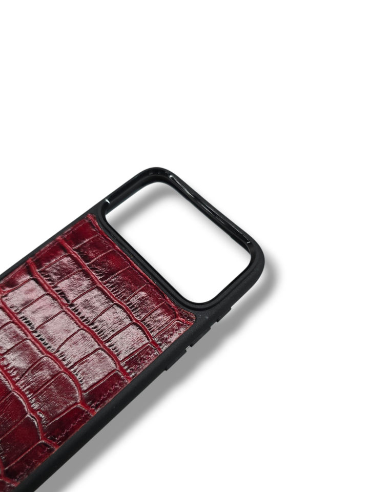 İphone 17 PRO Model Uyumlu BORDO CROCO Hakiki Deri İsme Özel Ücretsiz Kişiselleştirme Seçeneği İle Kadın Erkek Kullanım premium  Tam Uyumlu Silikon Kılıf Ücretsiz Kargo Visso Leather Geçek Orjinal Dana Derisi