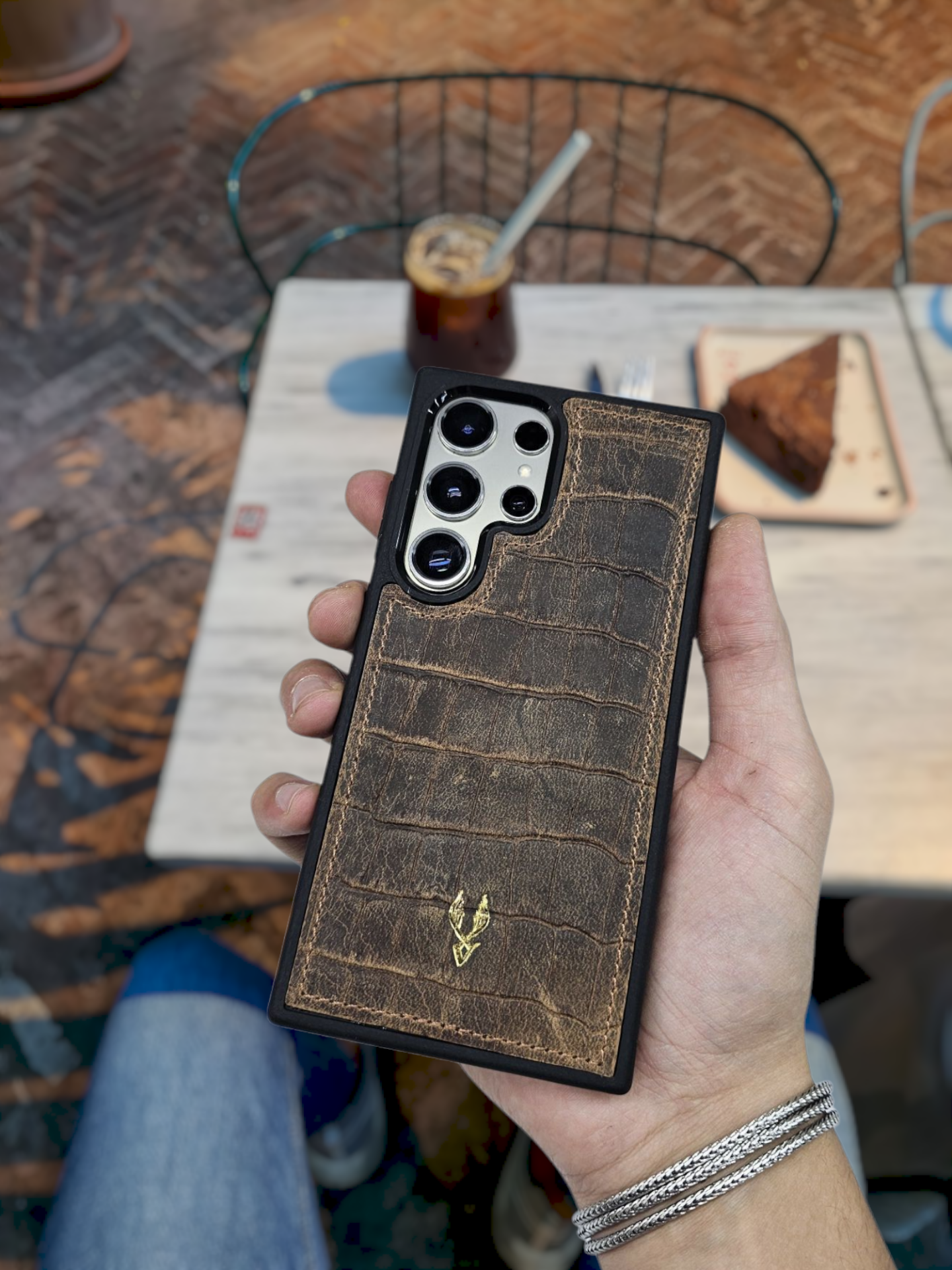 VİSSO Eskitme Kahve Croco Hakiki Deri SAMSUNG GALAXY S25 ULTRA İsim Baskılı Kişiye Özel Deri Telefon Kılıfı KARGO BEDAVA Eskitme Kahve Croco