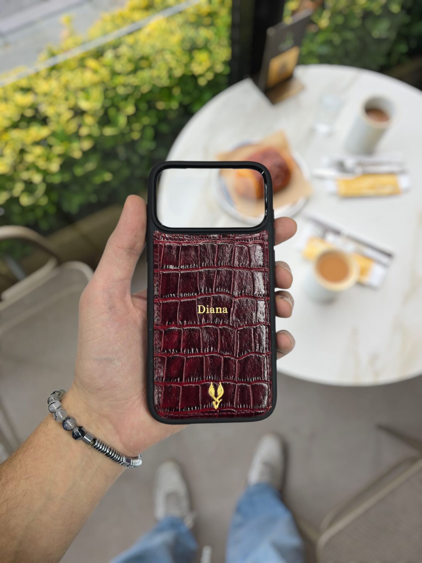 İphone 17 PRO Model Uyumlu BORDO CROCO Hakiki Deri İsme Özel Ücretsiz Kişiselleştirme Seçeneği İle Kadın Erkek Kullanım premium  Tam Uyumlu Silikon Kılıf Ücretsiz Kargo Visso Leather Geçek Orjinal Dana Derisi
