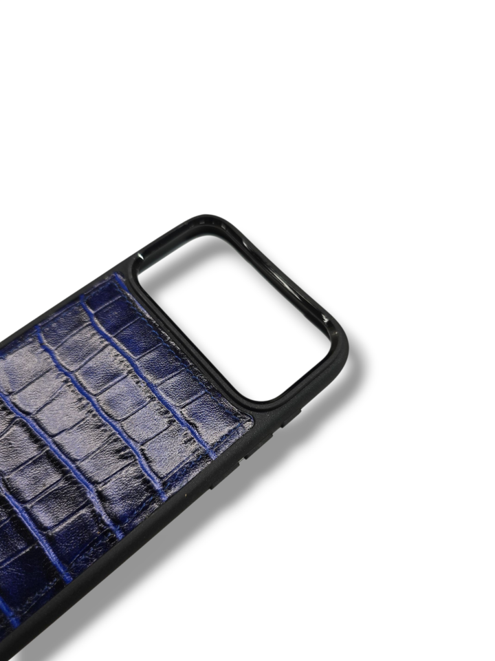 İphone 17 PRO Model Uyumlu LACİVERT CROCO Hakiki Deri İsme Özel Ücretsiz Kişiselleştirme Seçeneği İle Kadın Erkek Kullanım premium  Tam Uyumlu Silikon Kılıf Ücretsiz Kargo Visso Leather Geçek Orjinal Dana Derisi